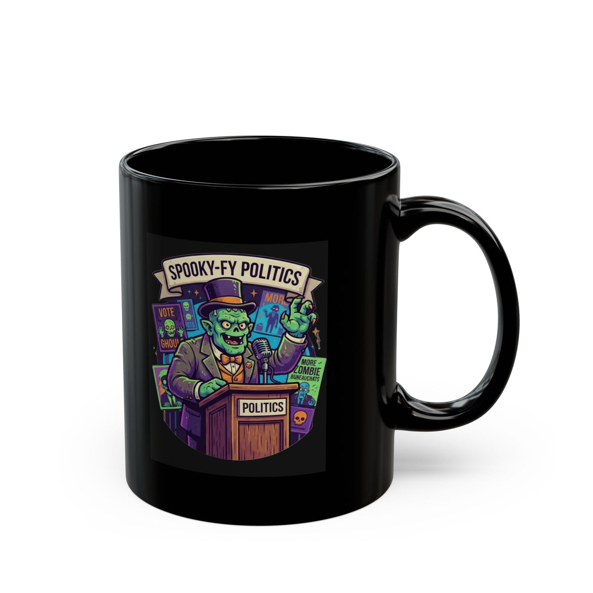 "Spooky-Fy Politics" Black Ceramic Mug