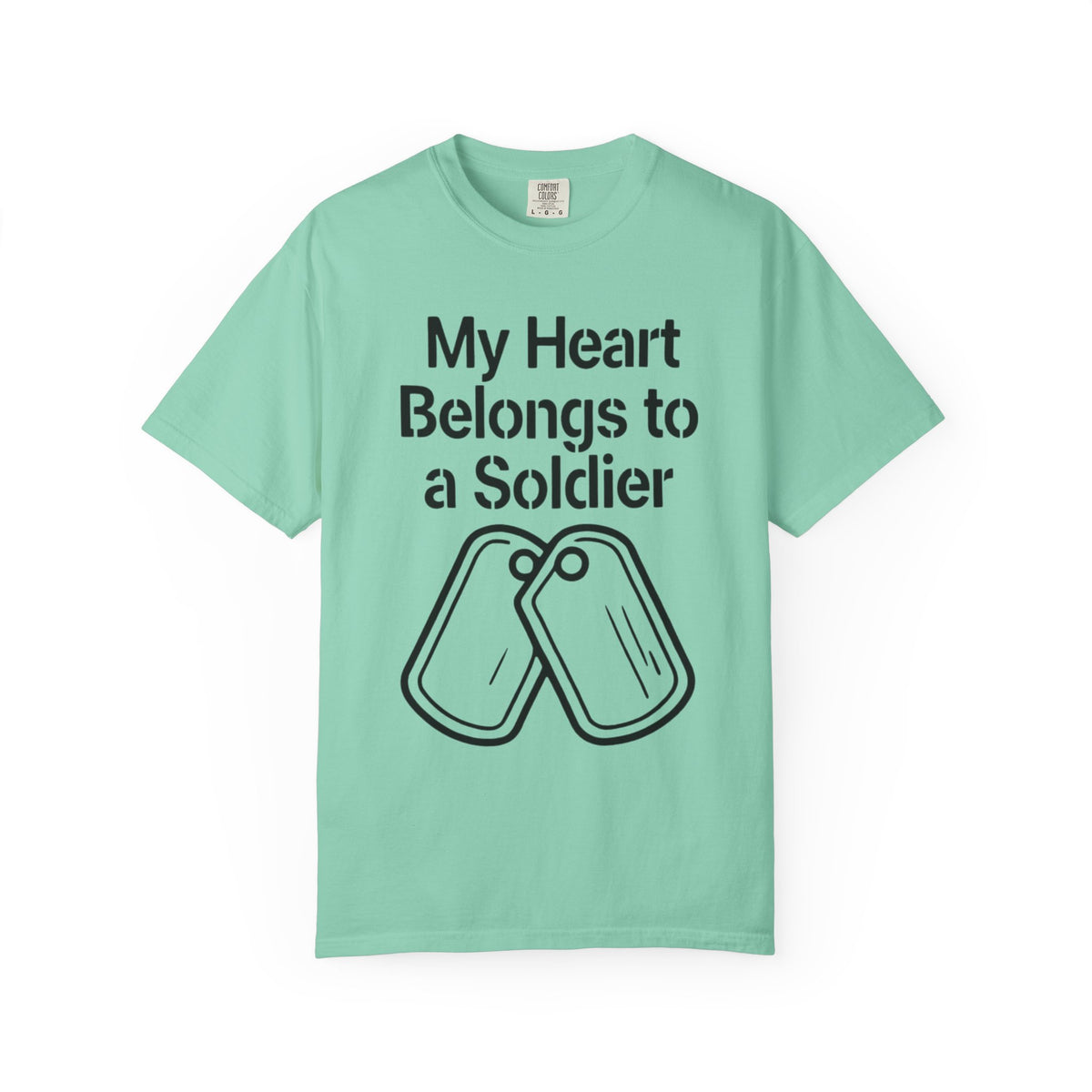 Color: Island Reef | My Heart Belongs to a Soldier Unisex Garment-Dyed T-shirt