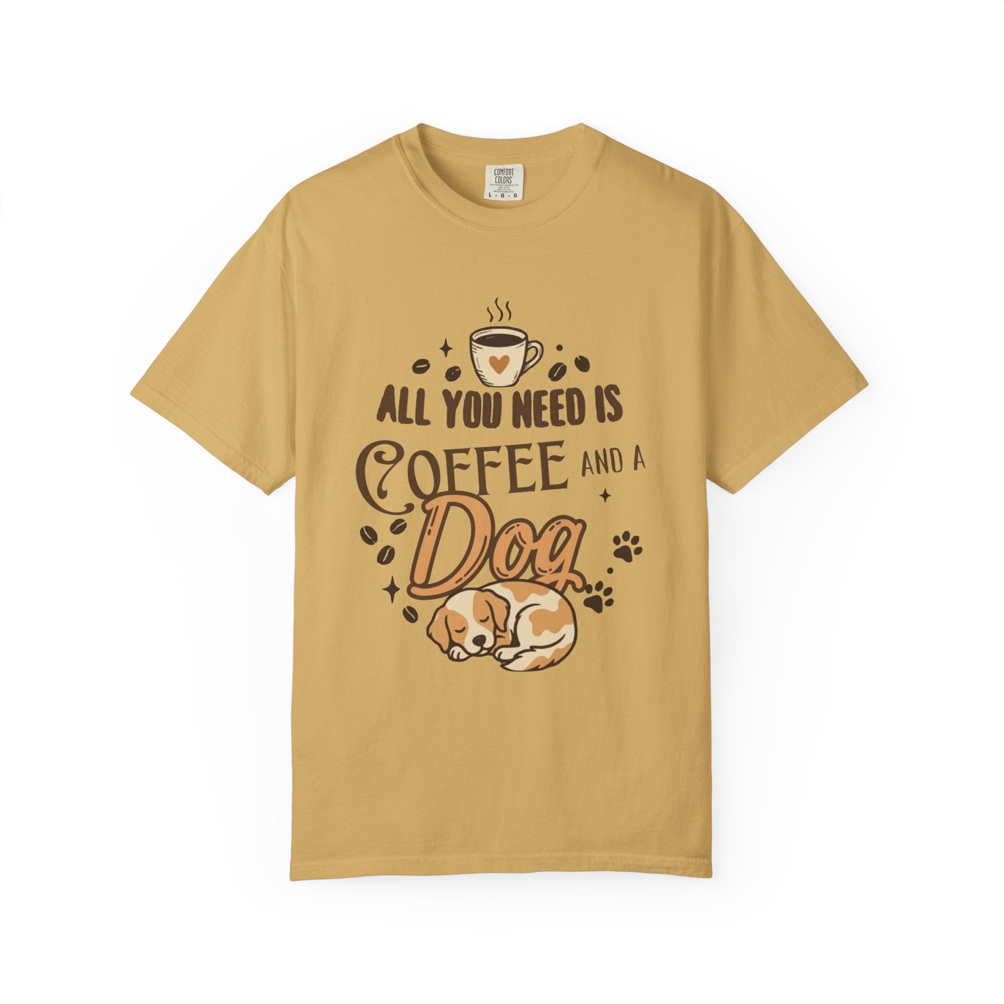 "Coffee and a Dog" Unisex Garment-Dyed Tee