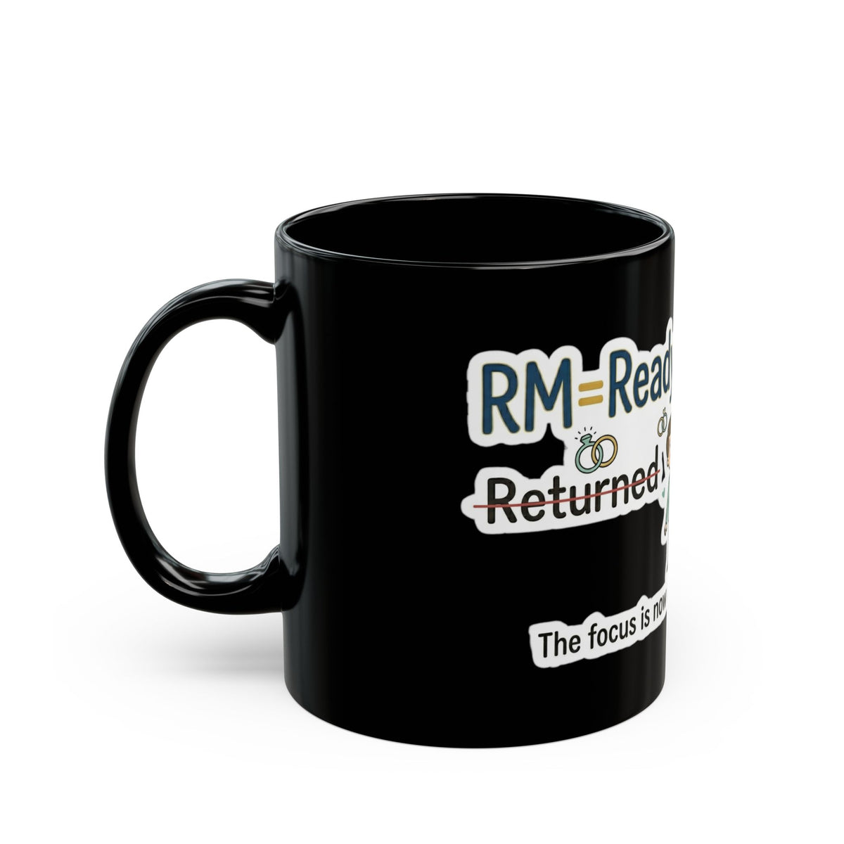 "RM=Ready for Marriage" Black Ceramic Mug