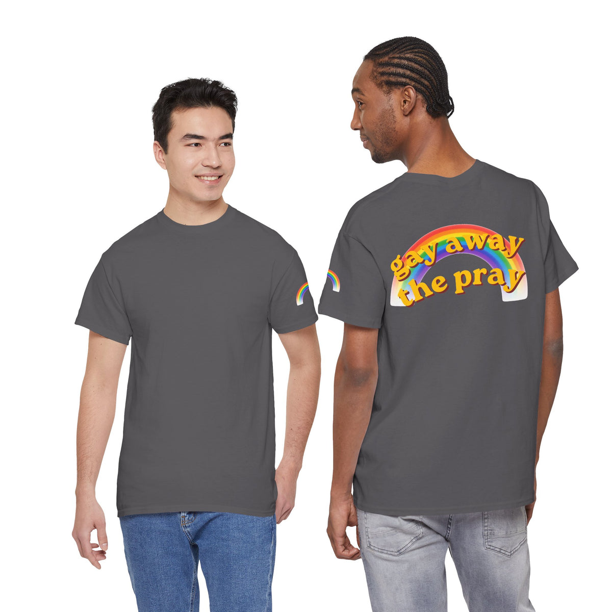 Color: Charcoal | Gay Away the Pray Premium Graphic Tee
