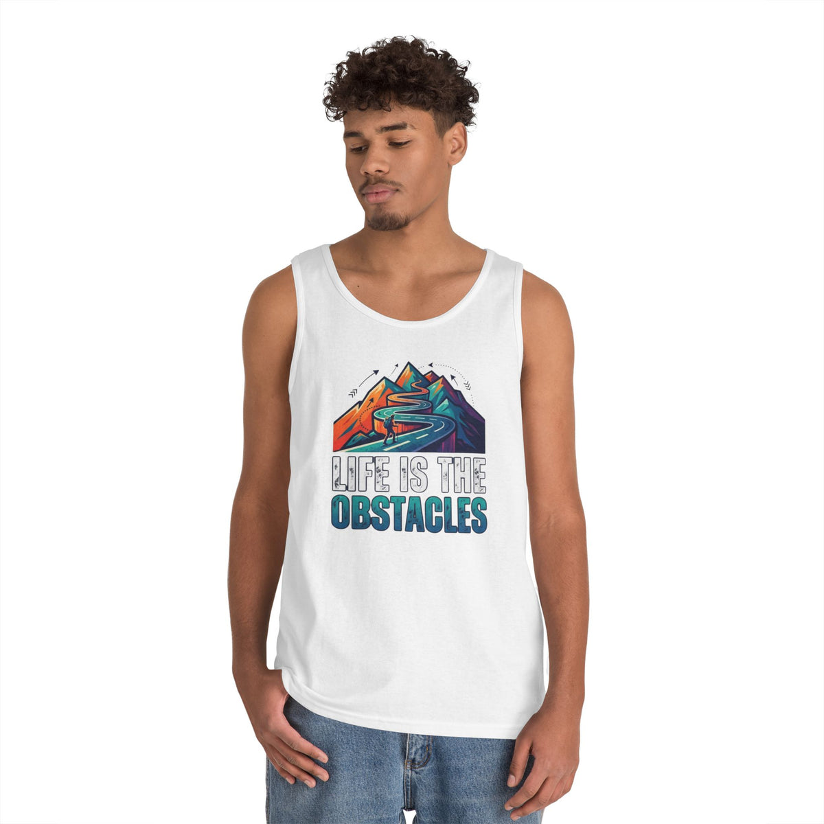 Color: White | Life Is The Obstacles Tank Top