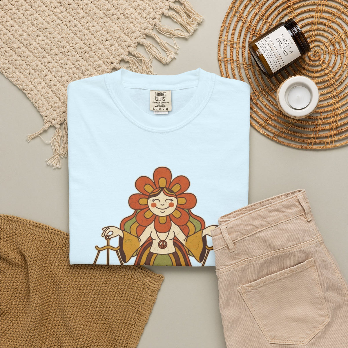 "Retro Mascot Groovy Libra" Unisex Garment-Dyed Tee