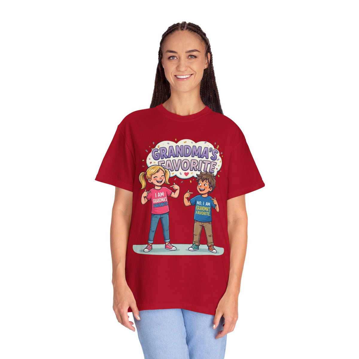 Color: Red | Grandma's Favorite Unisex Garment-Dyed Tee