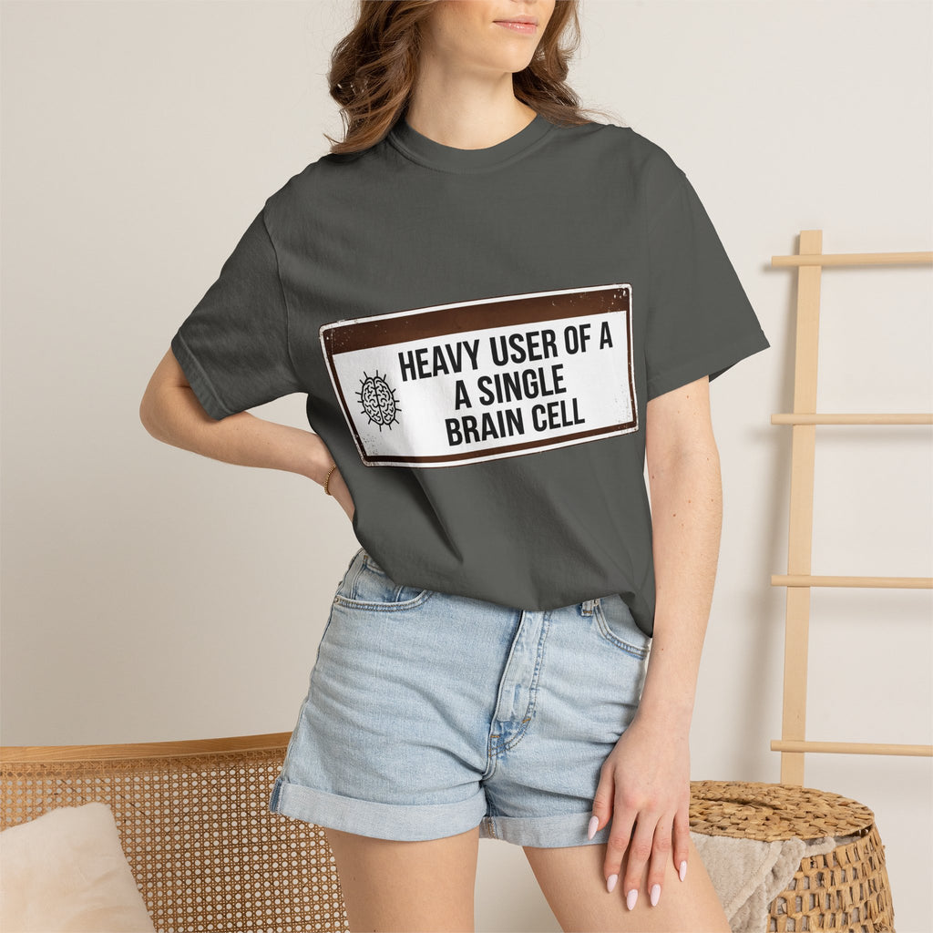 “Heavy User of a Single Brain Cell” Unisex Garment-Dyed T-shirt