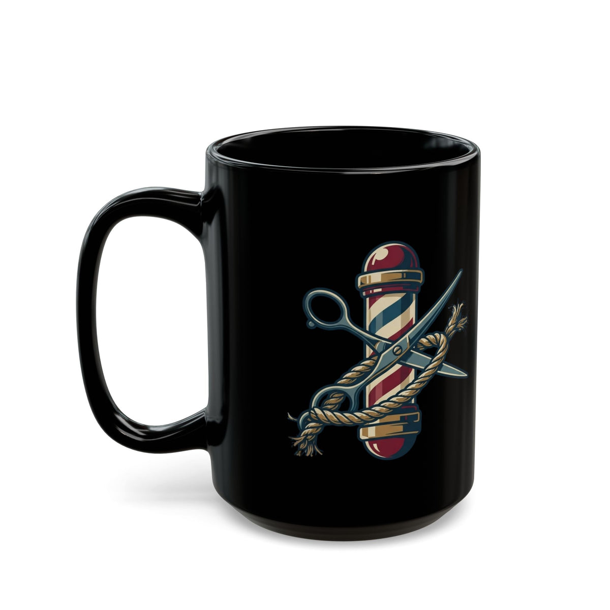 "Good Book Series Delilah's Barber Shop" Black Ceramic Mug — Graphic