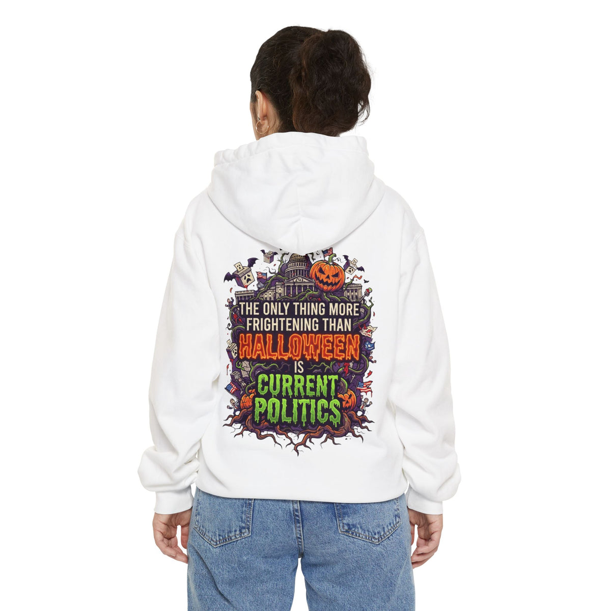 Color: White | Current Politics Garment-Dyed Hoodie