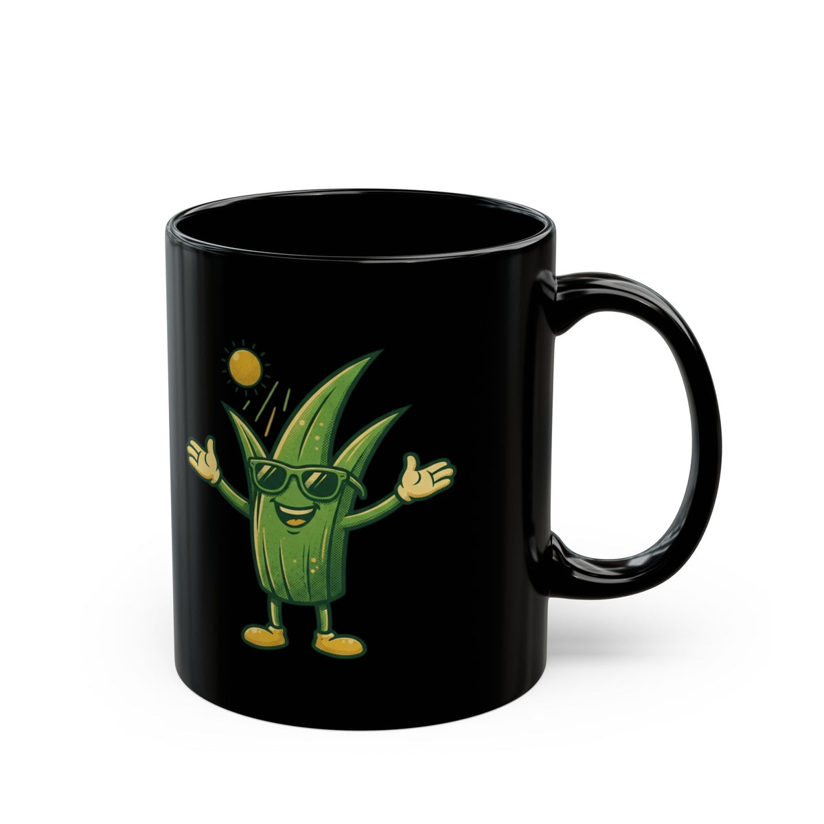 "If You're Grass You're Very Happy" Black Ceramic Mug — Graphic