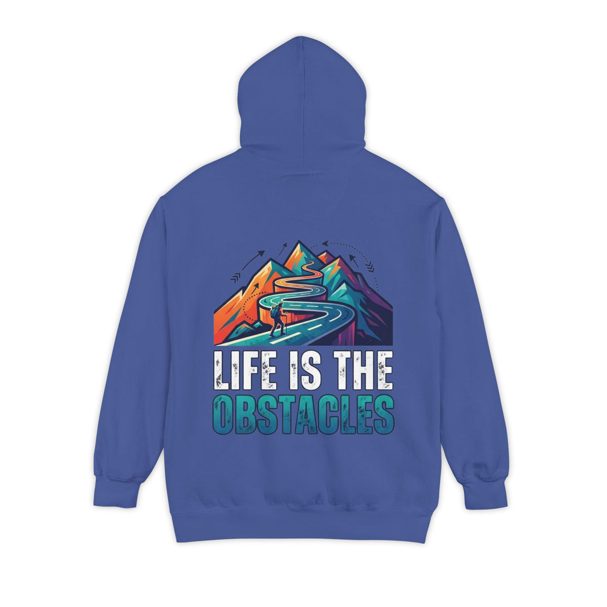 Color: Flo Blue | Life Is The Obstacles Garment-Dyed Hoodie