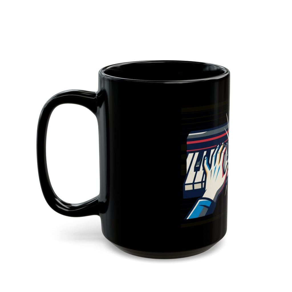"Imagine What Else These Fingers Can Do" Black Ceramic Mug — Graphic