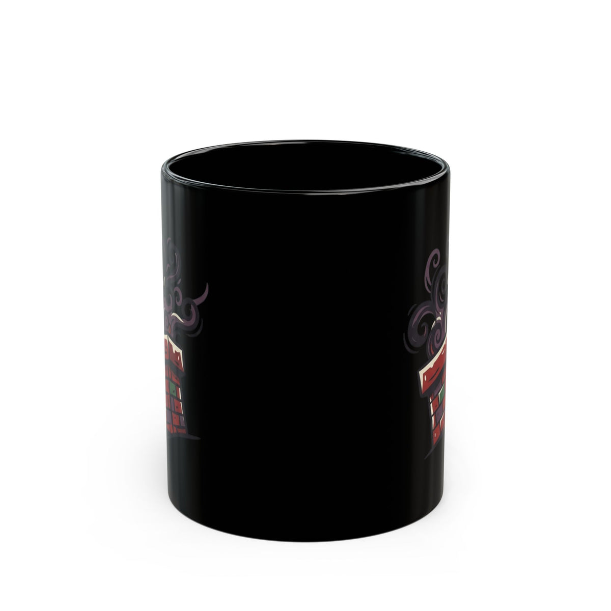 "Up On The Housetop Doing Naughty Stuff" Black Ceramic Mug — Graphic