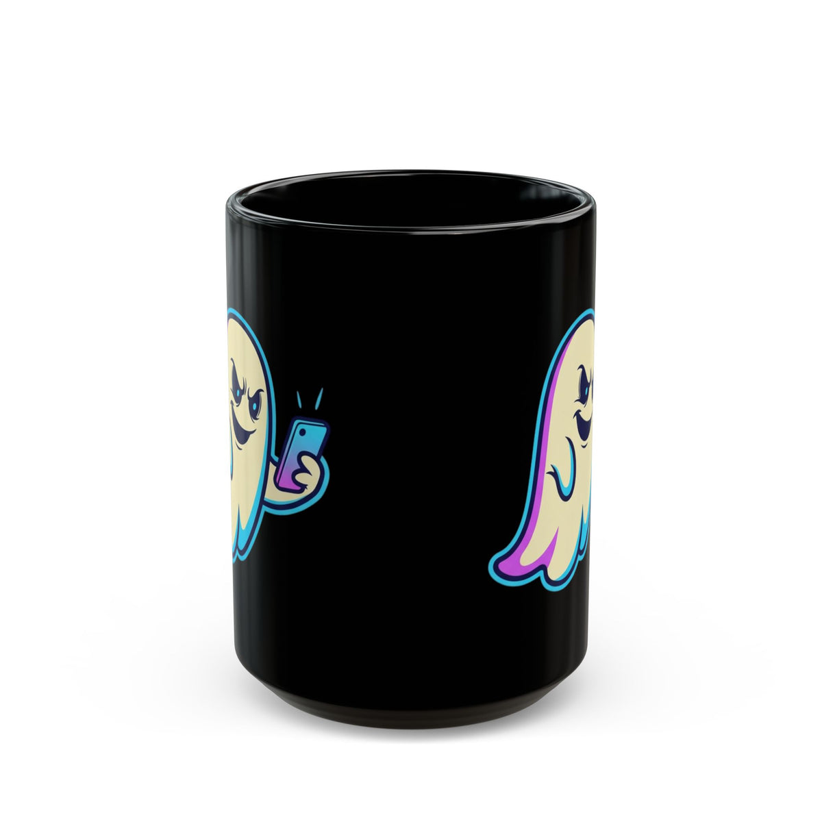 "Ghosting" Black Ceramic Mug — Graphic