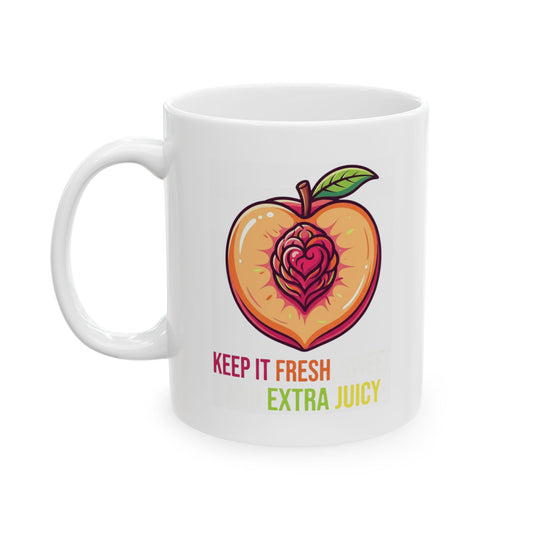 "Warm Sweet Juicy" White Ceramic Mug