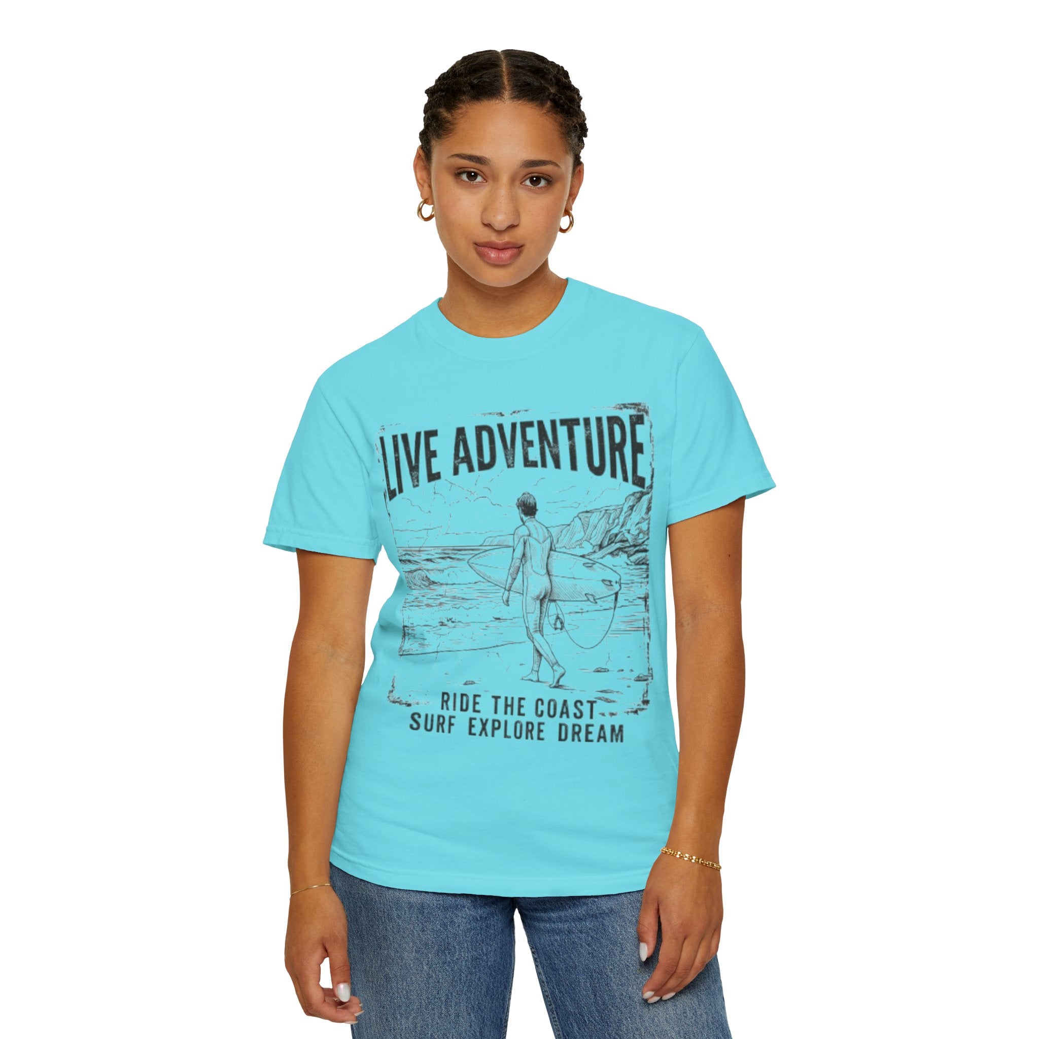 "Live Adventure - Surf" Unisex Garment-Dyed Tee