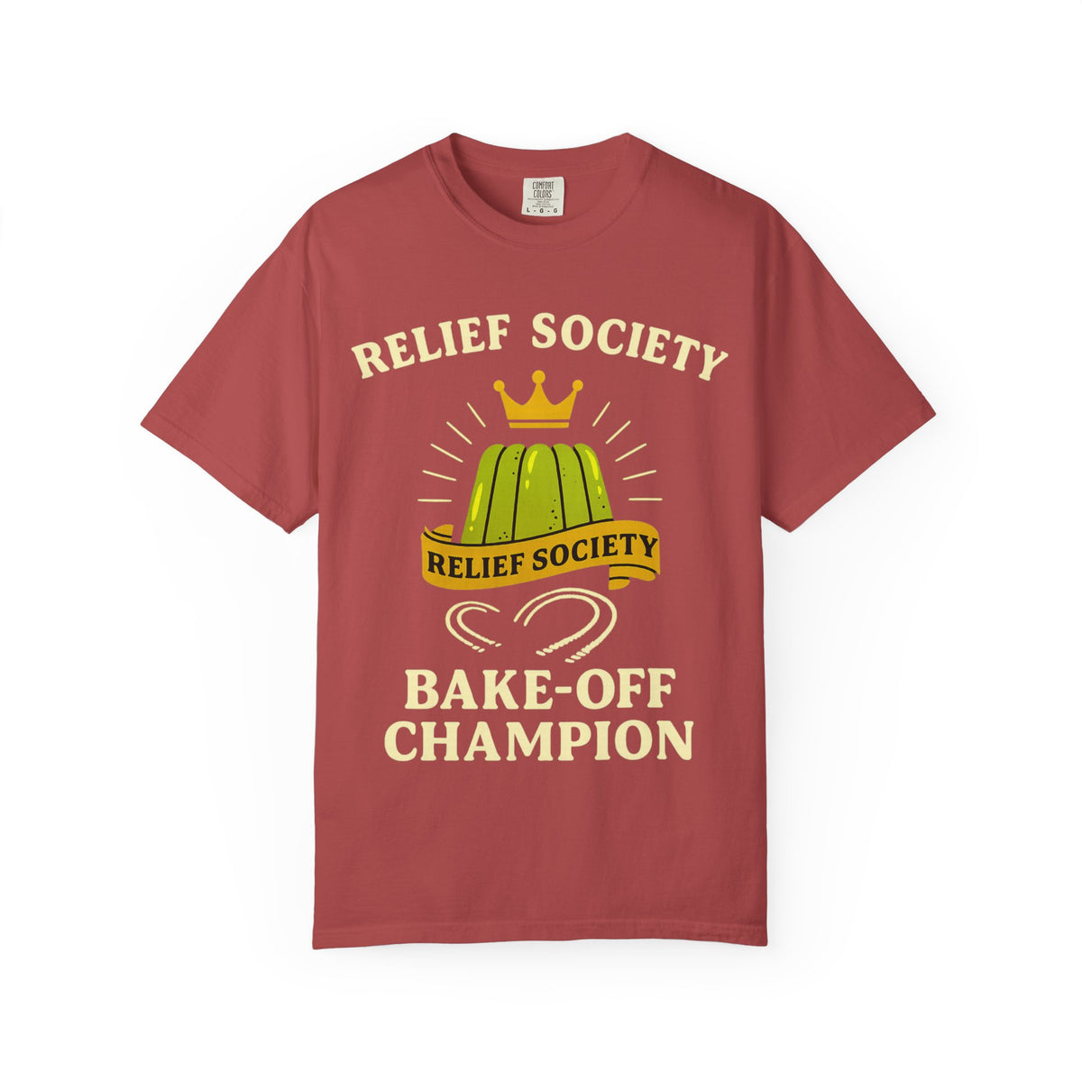 Color: Crimson | Relief Society Bake-Off Champion Unisex Garment-Dyed T-shirt