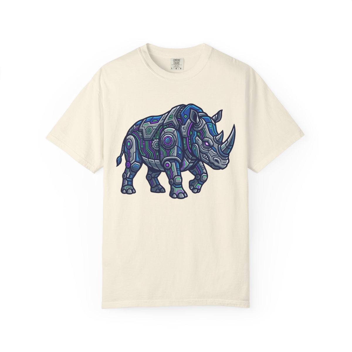 Color: Ivory | Cyber Rhino Unisex Garment-Dyed Tee