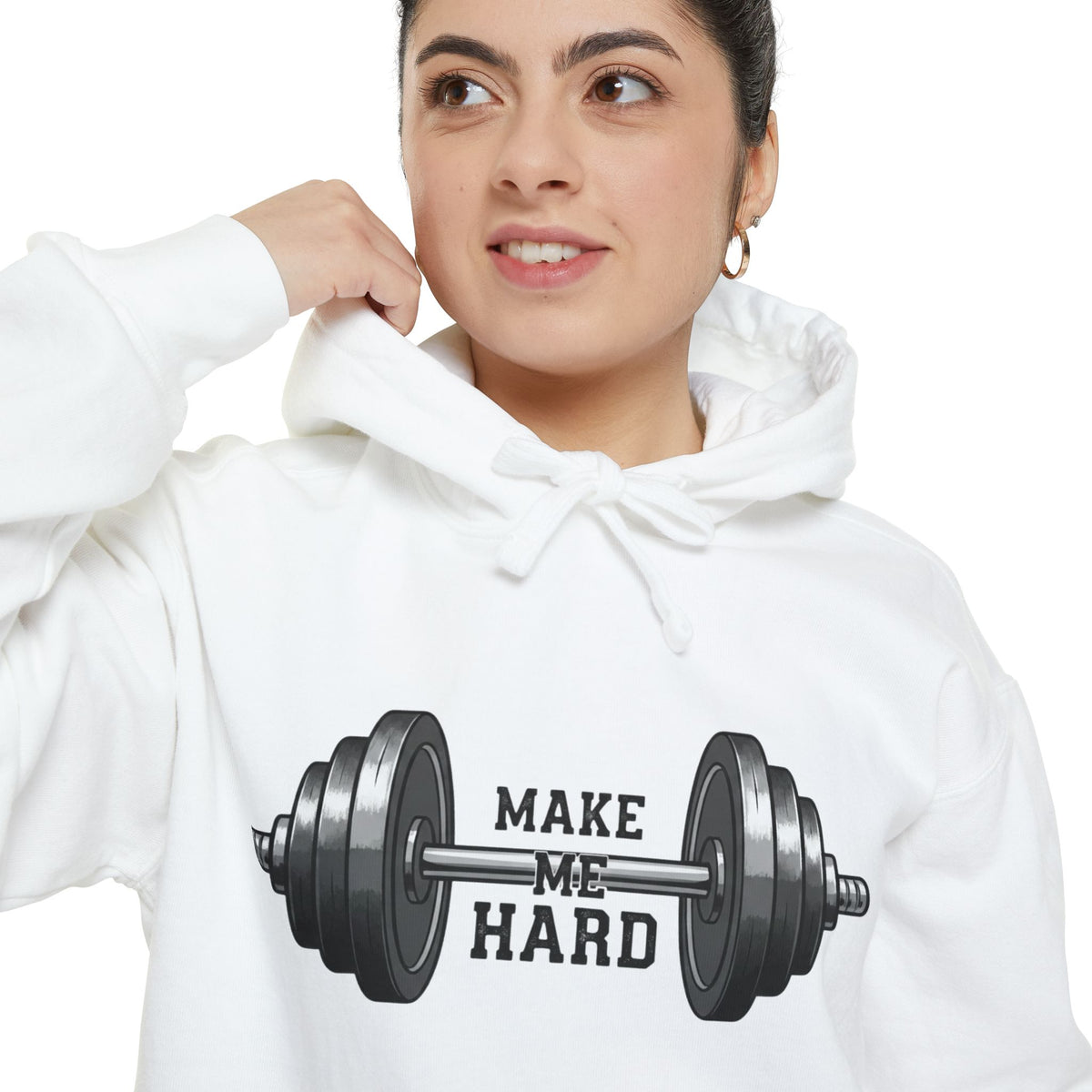 Color: White | Make Me Hard - Morning Demands | Garment-Dyed Hoodie — AttitudeShirts