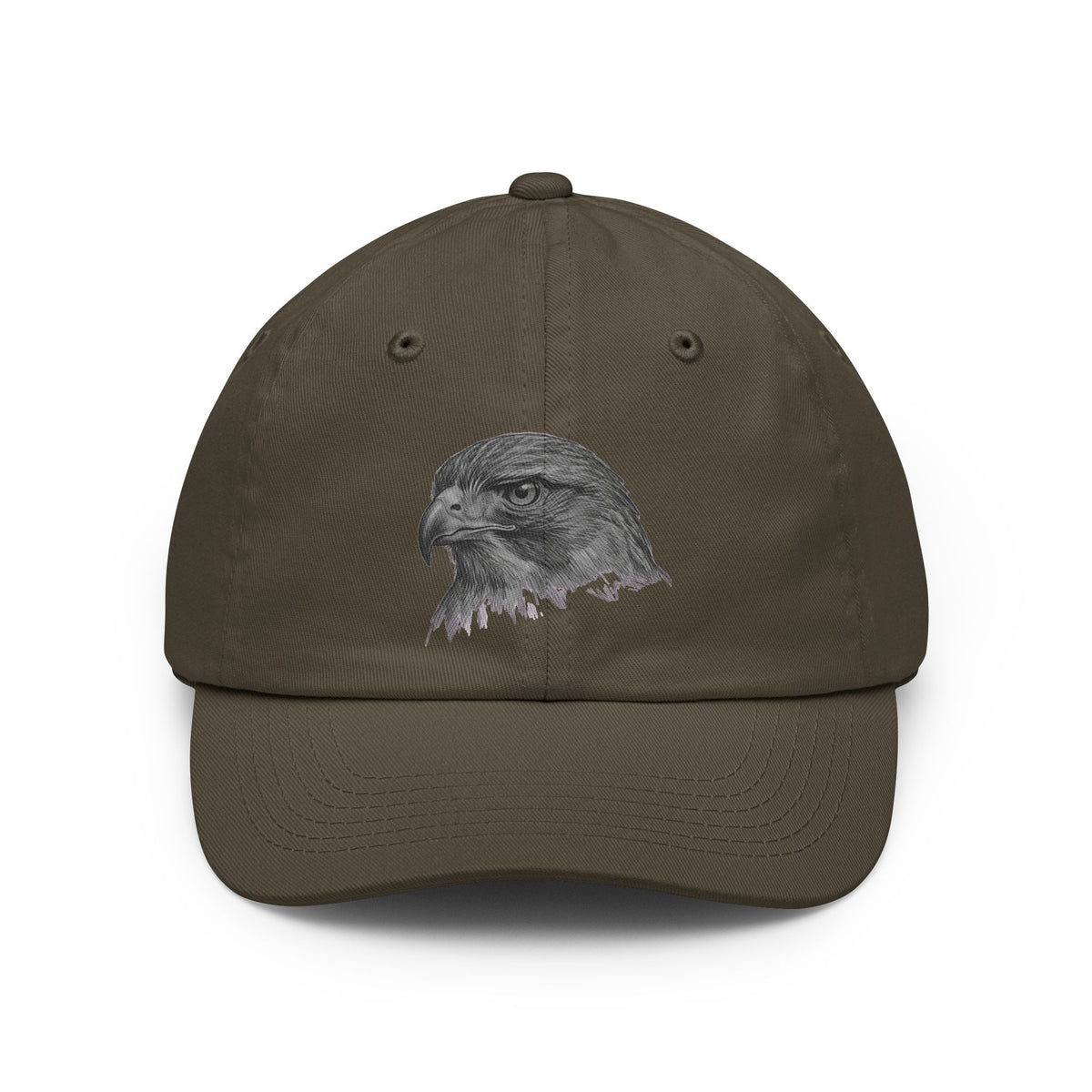 Color: Olive | Pencil Sketch Art Red-Tailed Hawk Dad Hat