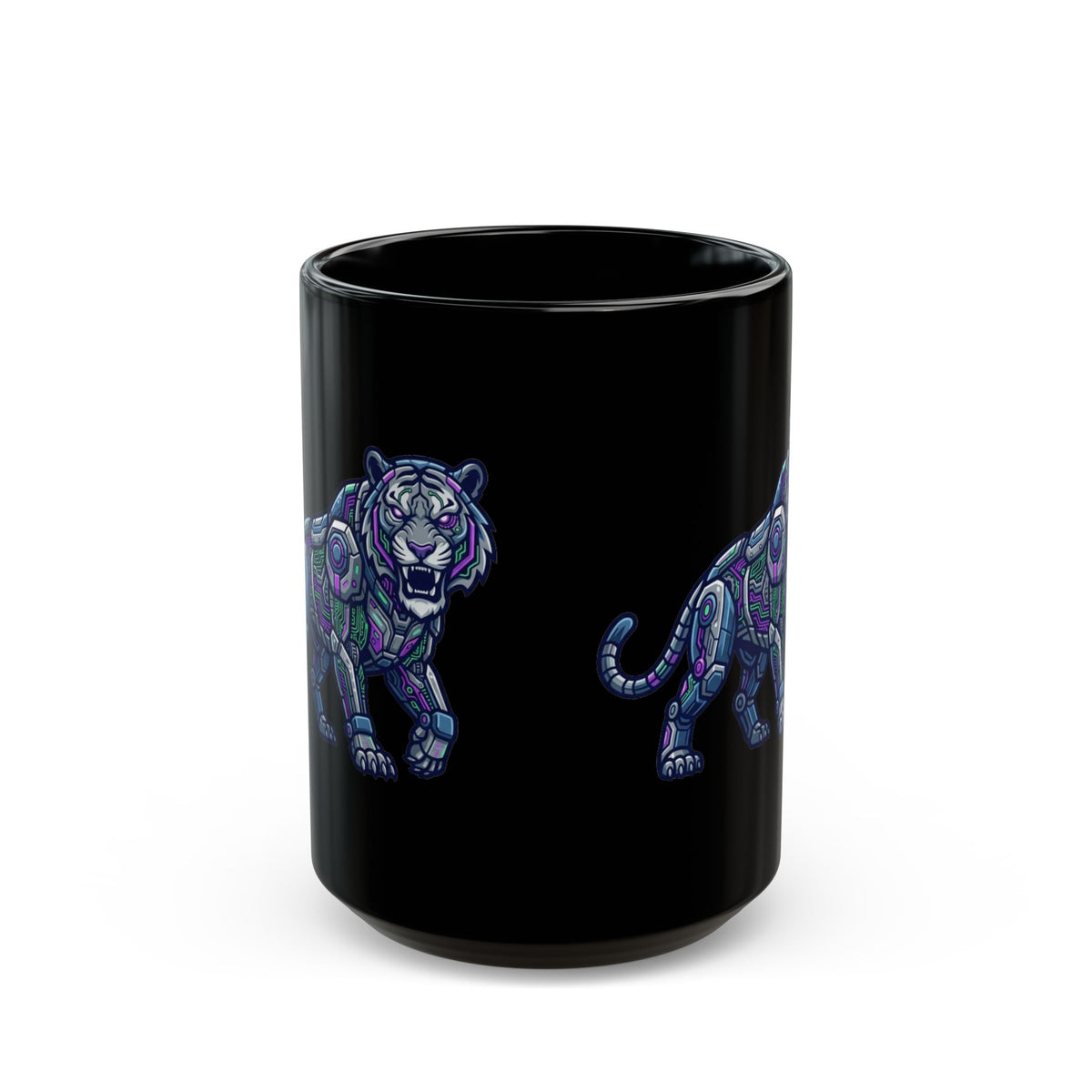 "Cyber Tiger" Black Ceramic Mug
