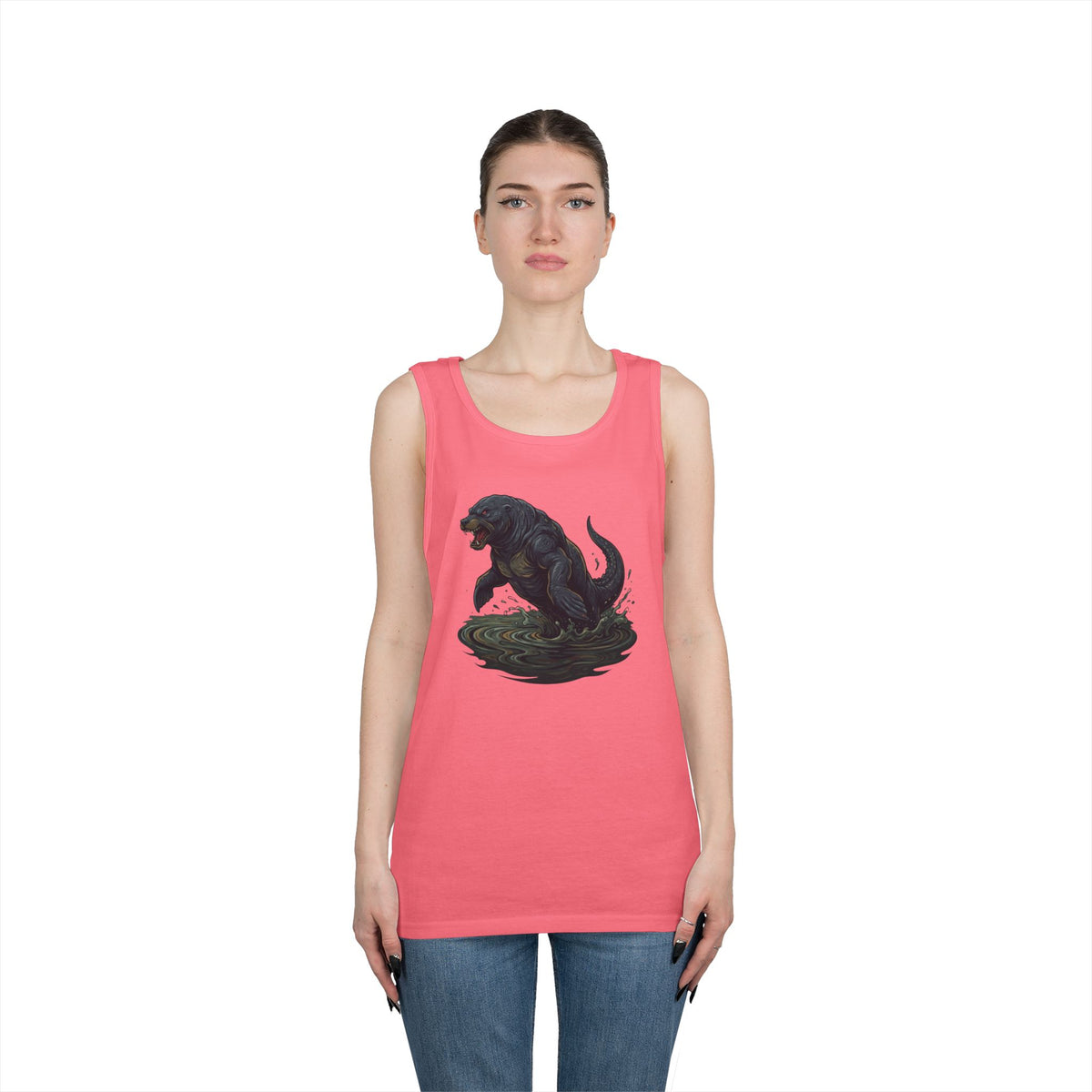 Color: Safety Pink | Bunyip (Australian Aboriginal Mythology) Tank Top