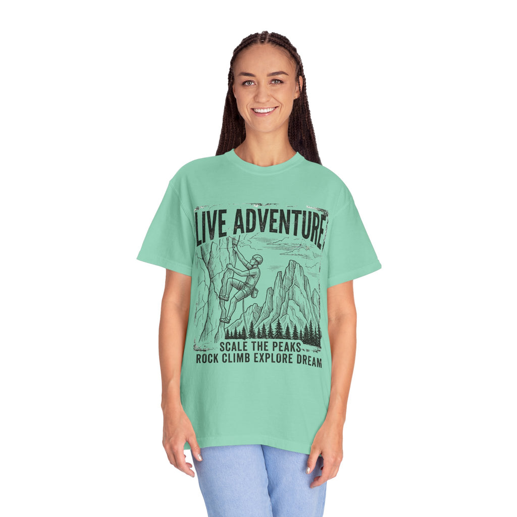 "Live Adventure - Climb" Unisex Garment-Dyed Tee