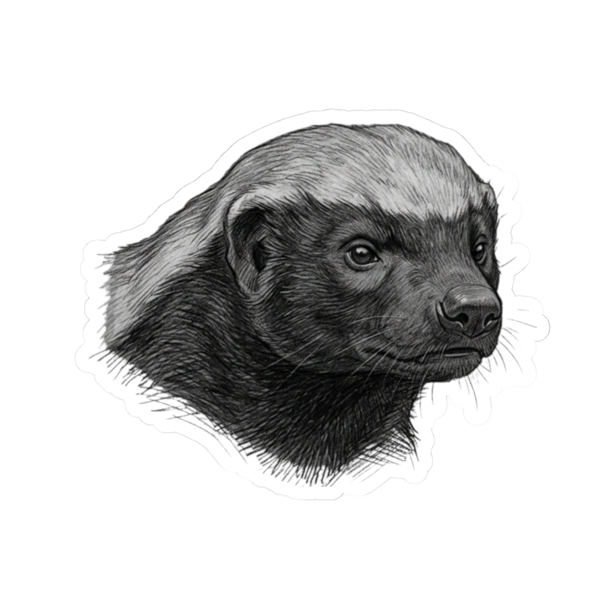 "Pencil Sketch Art Honey Badger" Sticker