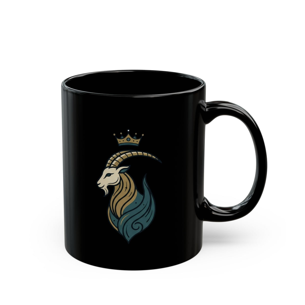 "Capricorn- The Sea-Goat Crest" Black Ceramic Mug — Graphic