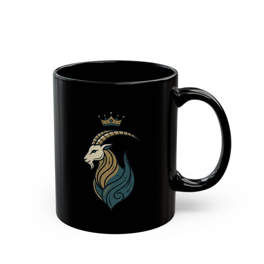 "Capricorn- The Sea-Goat Crest" Black Ceramic Mug — Graphic