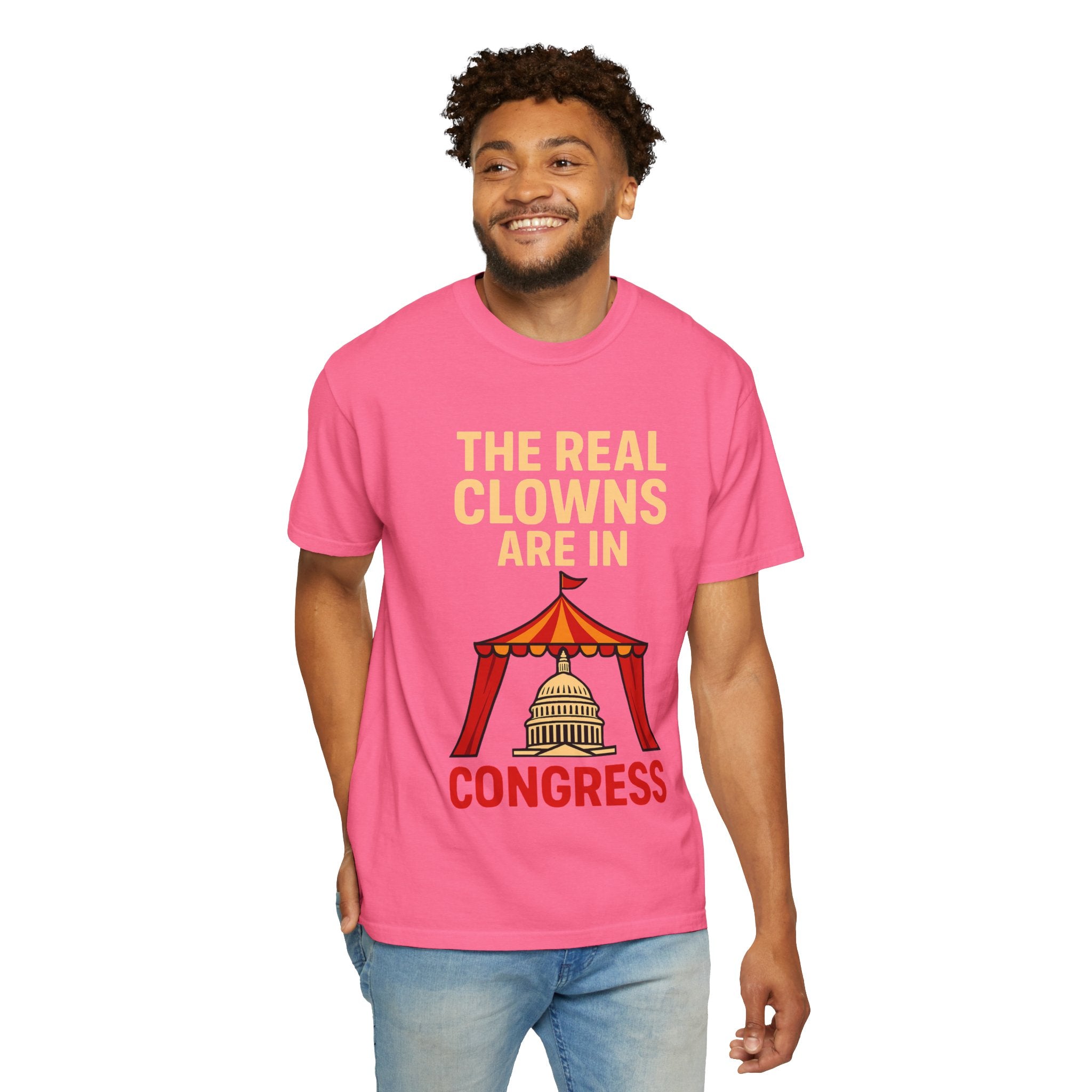 "The Real Clowns Are In Congress" Unisex Garment-Dyed T-shirt