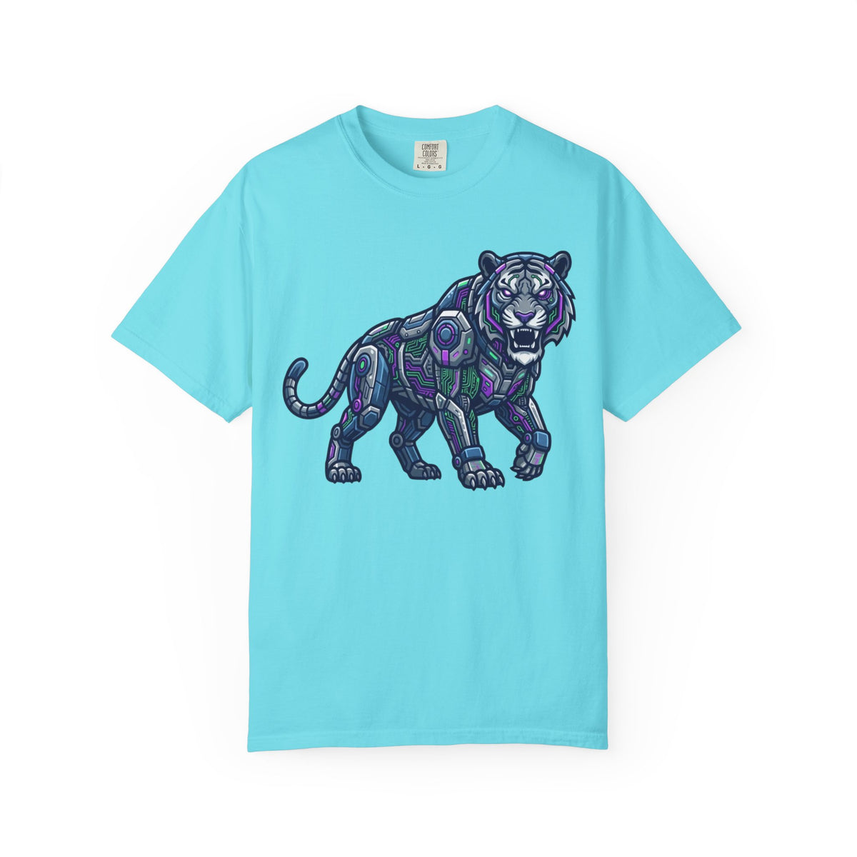 Color: Lagoon Blue | Cyber Tiger Unisex Garment-Dyed Tee