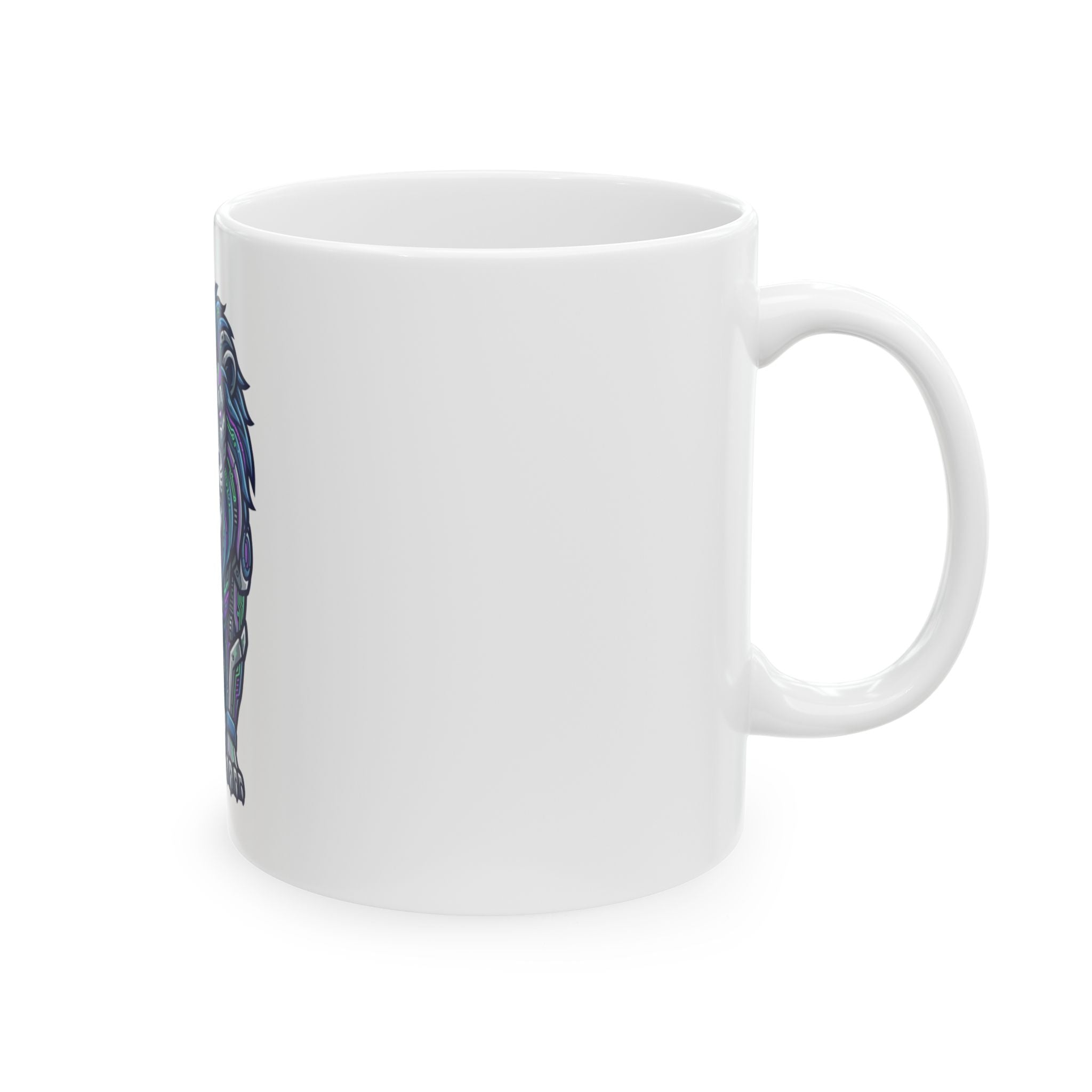 "Cyber Lion" White Ceramic Mug