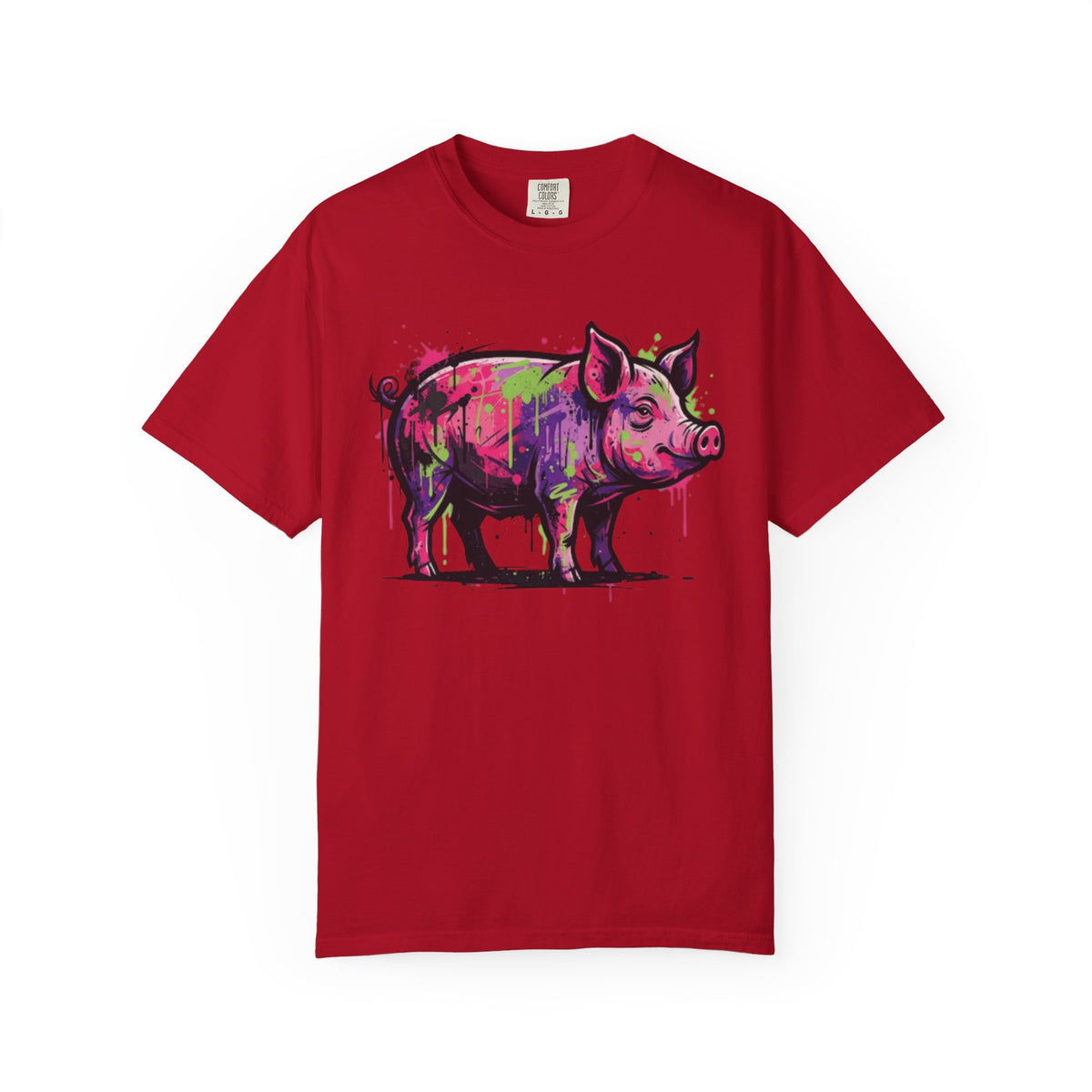 Color: Red | Barnyard Pig Unisex Garment-Dyed Tee