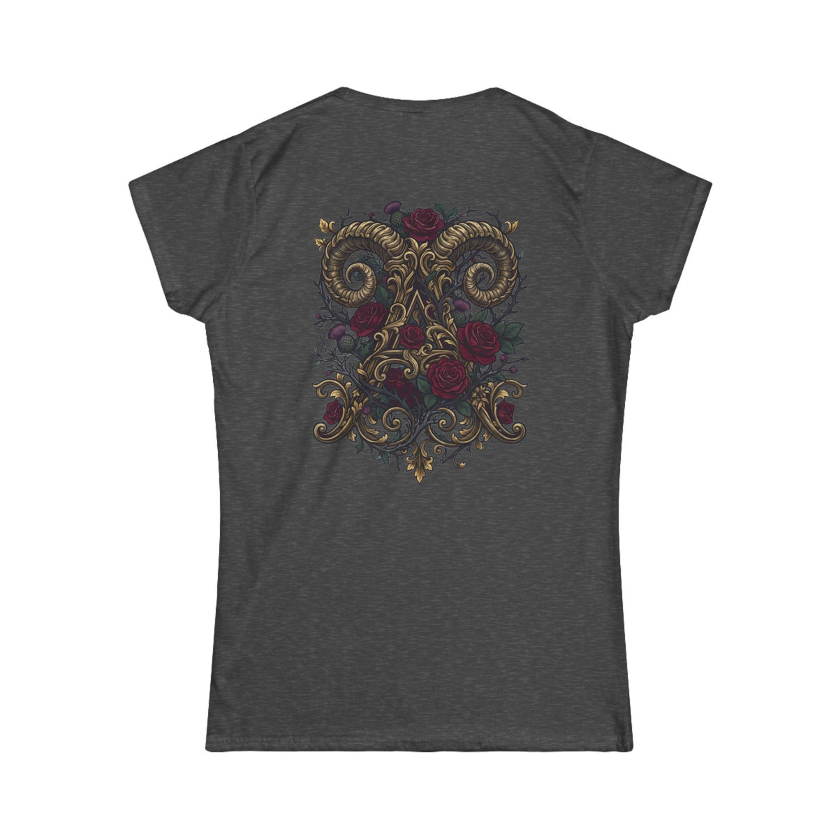 Color: Dark Heather | Floral Monogram Aries Women's Tee