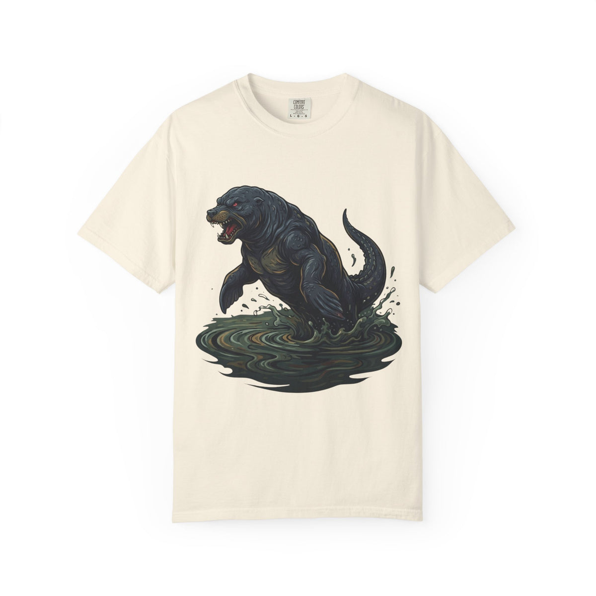Color: Ivory | Bunyip (Australian Aboriginal Mythology) Unisex Garment-Dyed Tee