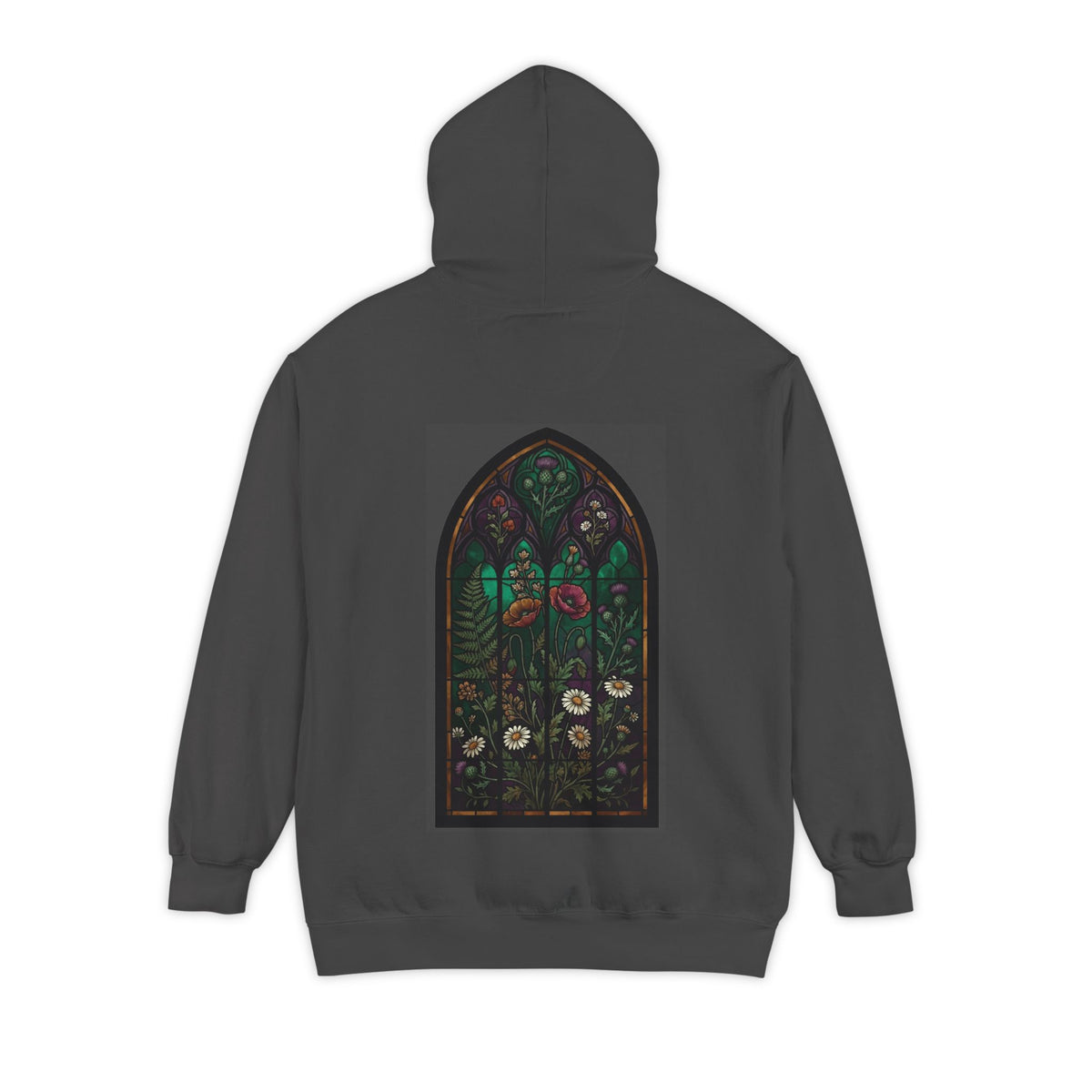 Color: Pepper | Stained Glass Floral Garment-Dyed Hoodie