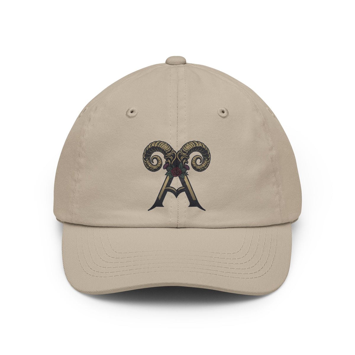 Color: Stone | Floral Monogram Aries Dad Hat — Graphic