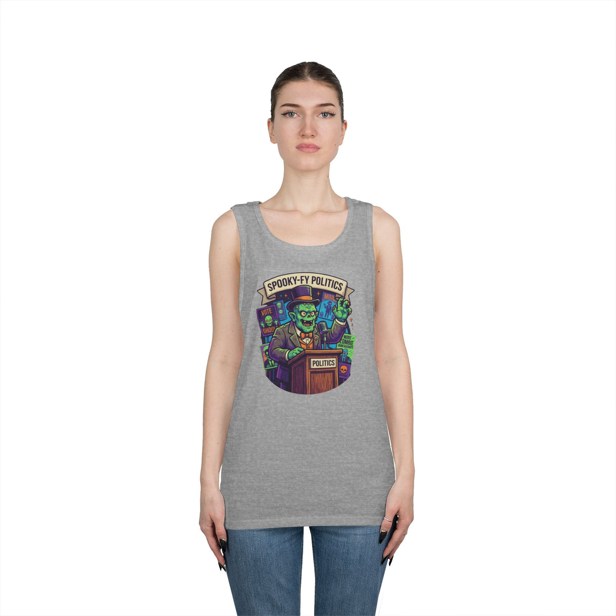 Color: Sport Grey | Spooky-Fy Politics Tank Top