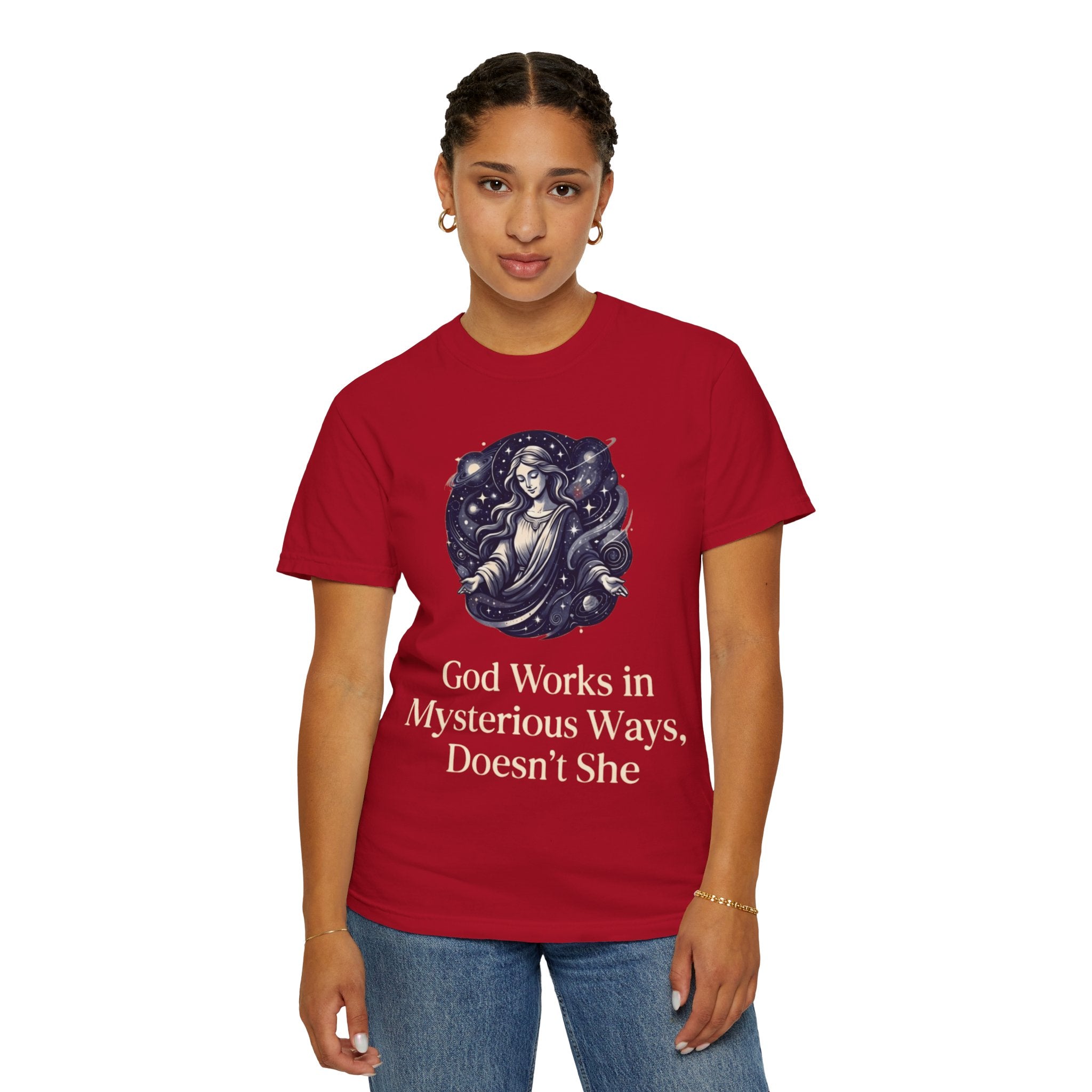 "God Works in Mysteroius Ways" Unisex Garment-Dyed Tee