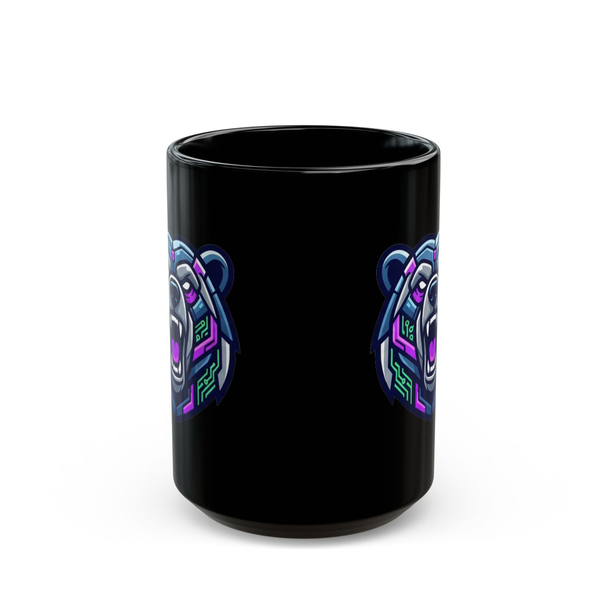 "Cyber Bear" Black Ceramic Mug — Graphic