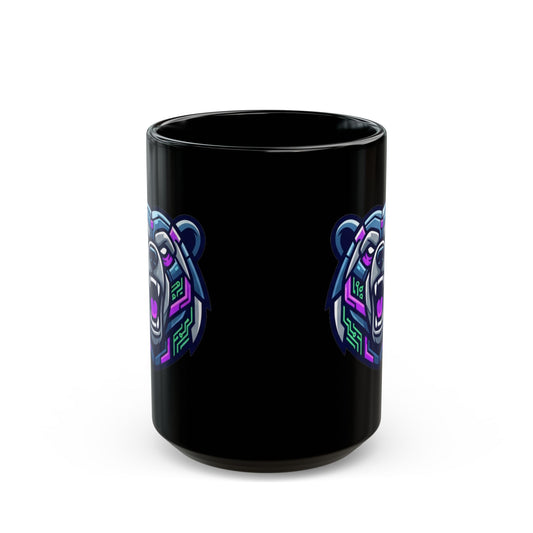 "Cyber Bear" Black Ceramic Mug — Graphic