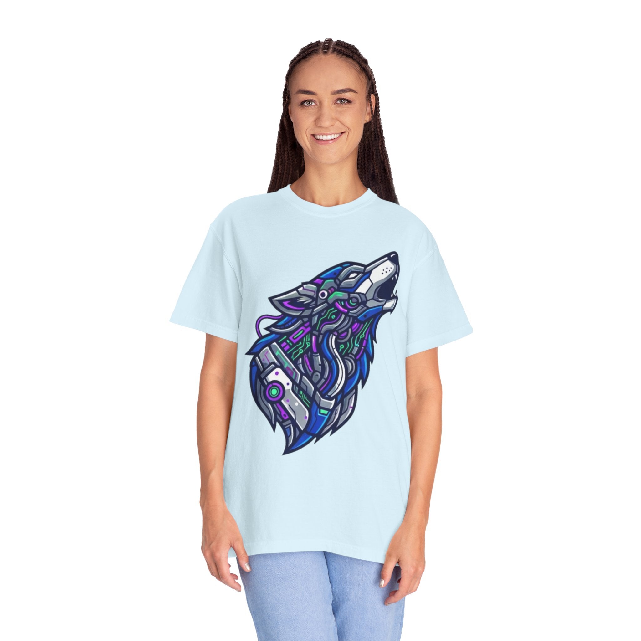 "Cyber Wolf" Unisex Garment-Dyed Tee