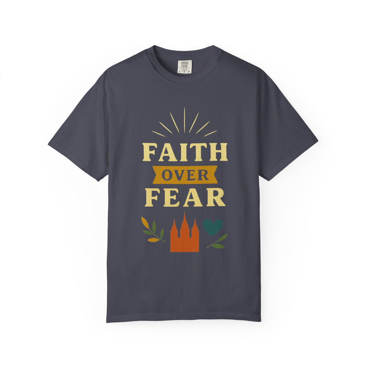 Color: Navy | Faith Over Fear-2 Unisex Garment-Dyed T-shirt