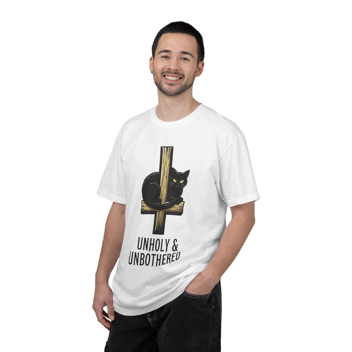 Color: White | Unholy and Unbothered Unisex Garment-Dyed Tee
