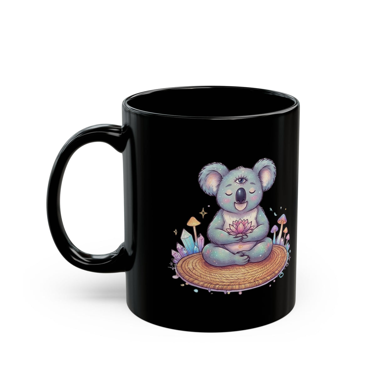 "Hippy Koala" Black Ceramic Mug
