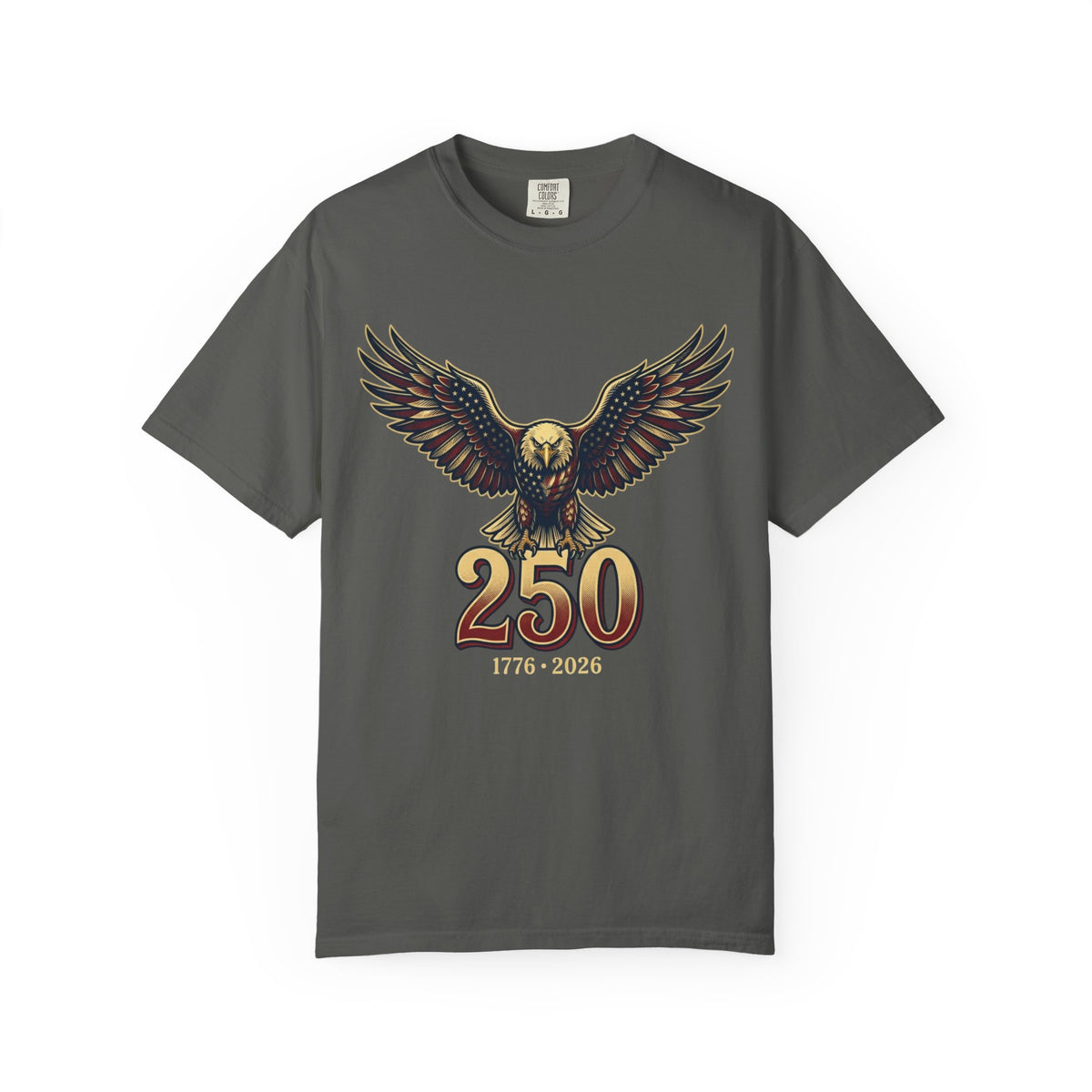 Color: Pepper | USA Eagle 250 Years Unisex Garment-Dyed Tee