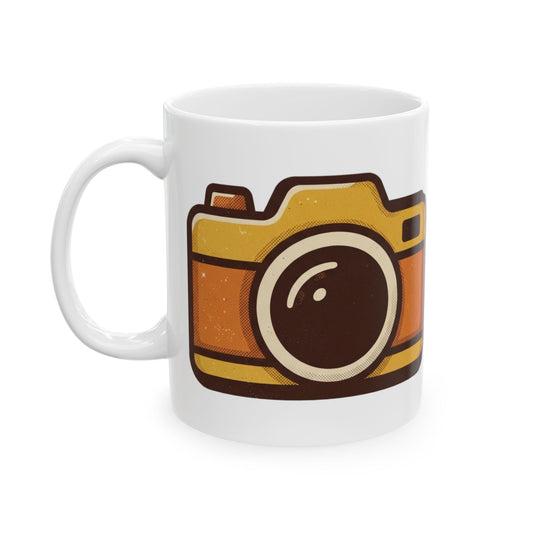 "Eyes Closed As Usual" White Ceramic Mug — Graphic
