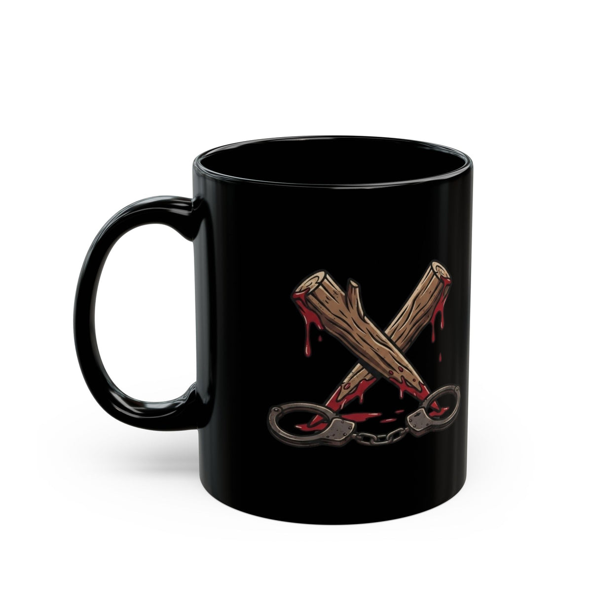 "Pound Your Stake In Me" Black Ceramic Mug — Graphic