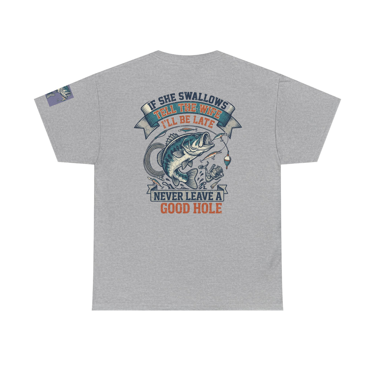 Color: Sport Grey | Never Leave A Good Hole Premium Graphic Tee