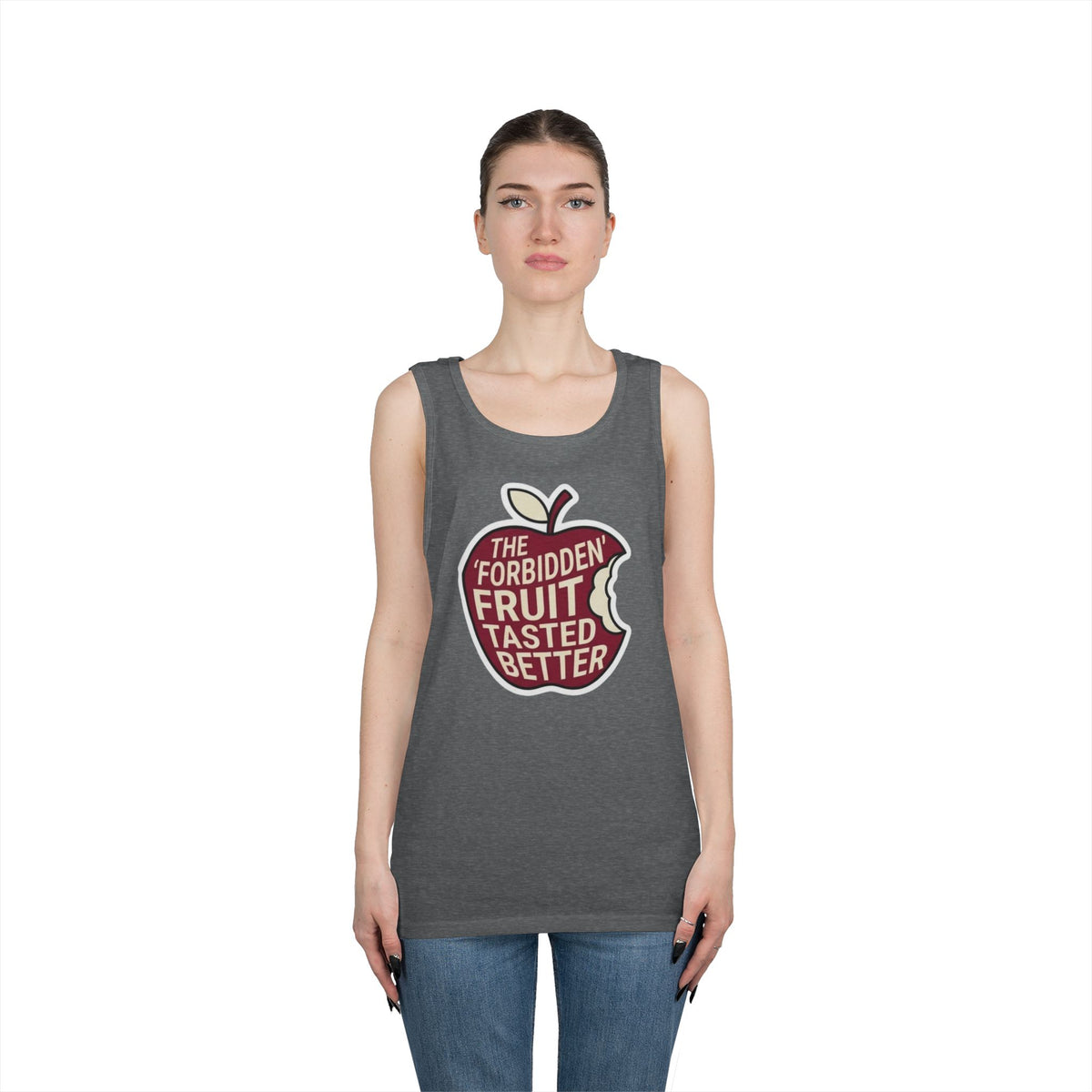 Color: Graphite Heather | Good Book Series Forbidden Fruit Tasted Better Tank Top
