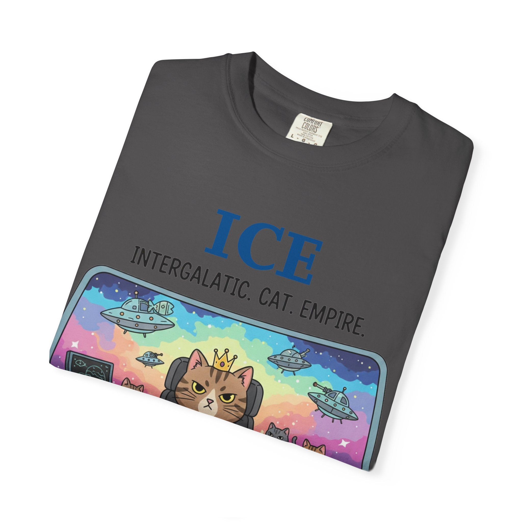 "ICE (Intergalactic Cat Empire)" Unisex Garment-Dyed T-shirt